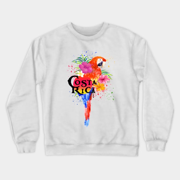 Costa Rica Tropical Parrot Beach Ocean Vacation Crewneck Sweatshirt by heybert00